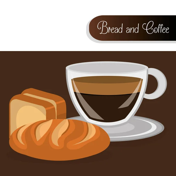 Delicious breads and coffee label — Stock Vector