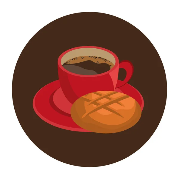 Deliciosa etiqueta de pan y café — Vector de stock