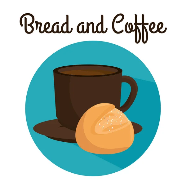 Вкусный хлеб и кофе этикетка — стоковый вектор