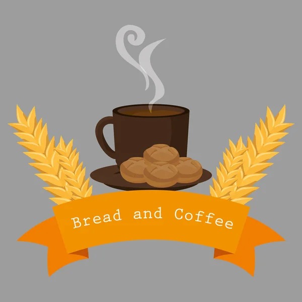 Heerlijke broodjes en koffie label — Stockvector
