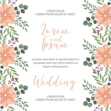 çiçek düğün kartı