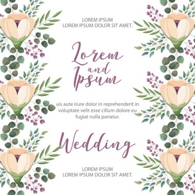 çiçek düğün kartı