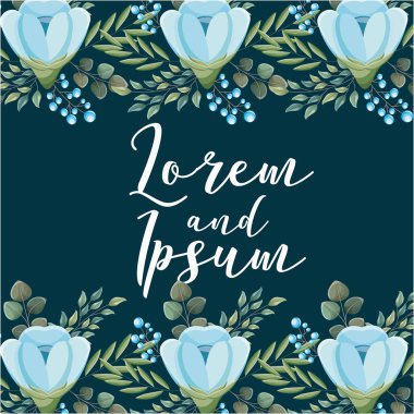 Romantik düğün kartı mavi çiçek arka plan dekorasyon