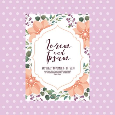 şık düğün kartı çiçekler süslü dekorasyon