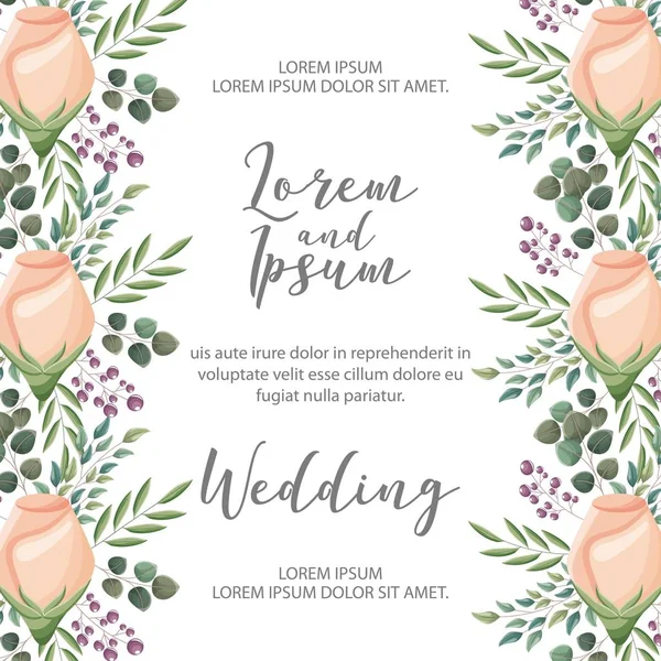 Blume Hochzeitskarte — Stockvektor