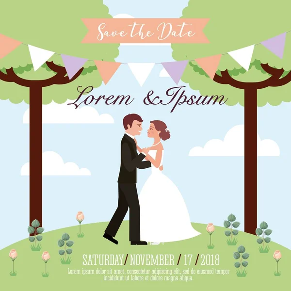 Park'ta dans çift evlilik tarihi bildirimi kartı kaydetmek