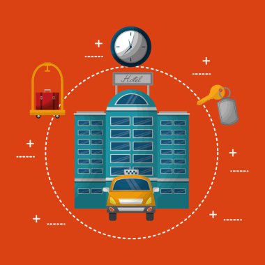 Otel binası ve taksi hizmeti tansport