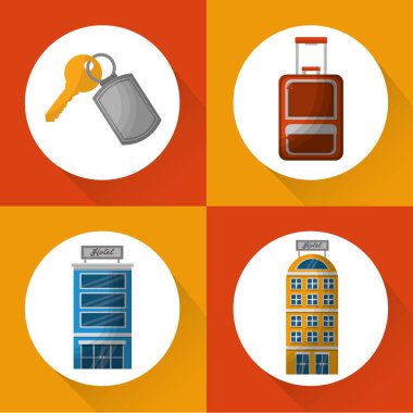 Otel servis seyahat Icons set
