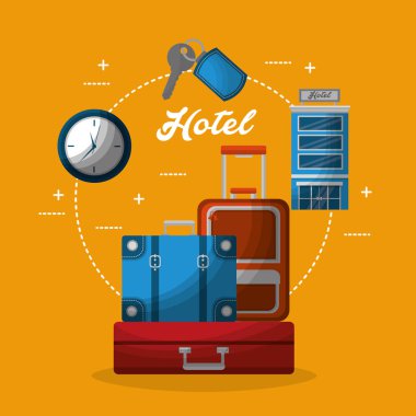 Otel binası bavul anahtar hizmet saat