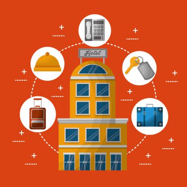 Otel binası taksi ve bavul