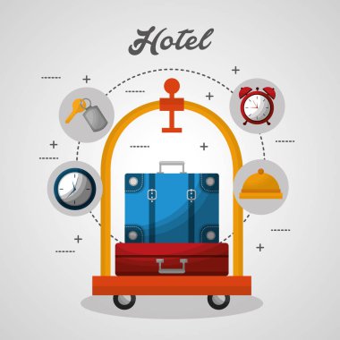 Otel binası taksi ve bavul