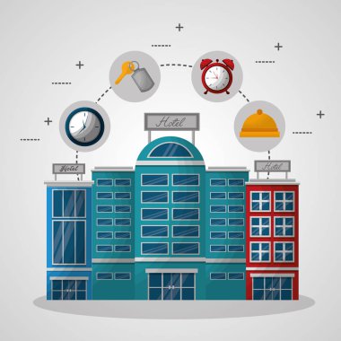 Otel binası taksi ve bavul