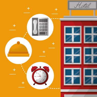 Otel binası taksi ve bavul