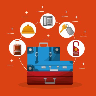 Otel binası taksi ve bavul