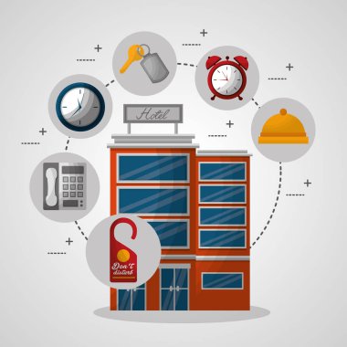 Otel binası taksi ve bavul