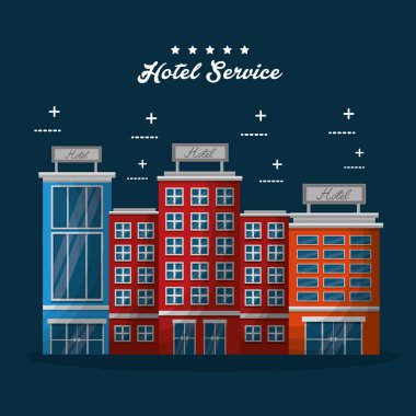 Otel binası taksi ve bavul