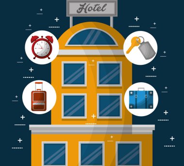 Otel binası taksi ve bavul