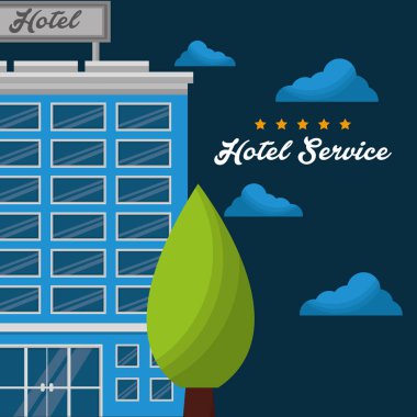 Otel binası taksi ve bavul