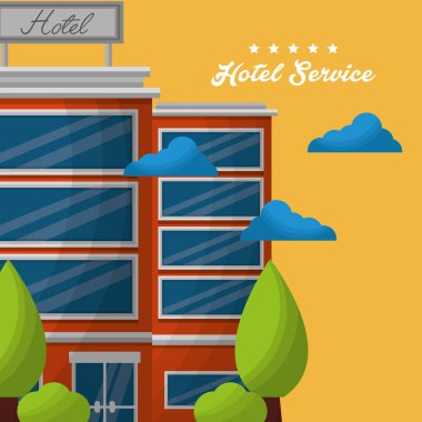 Otel binası taksi ve bavul