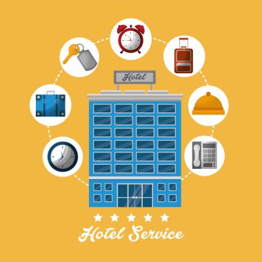 Otel binası taksi ve bavul