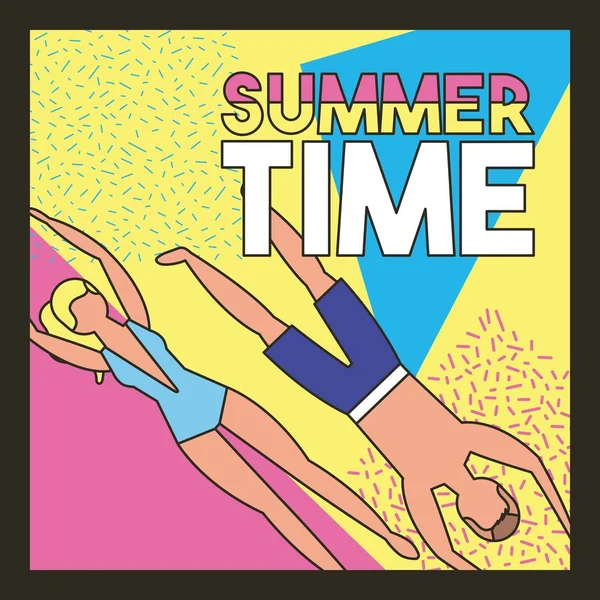 Yaz saati tatil izometrik çocuklar yalan kum vektör çizim şekil