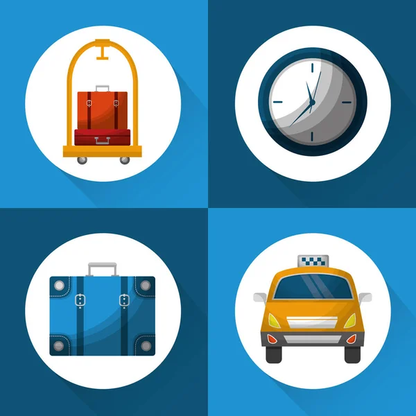 Otel servis seyahat Icons set — Stok Vektör