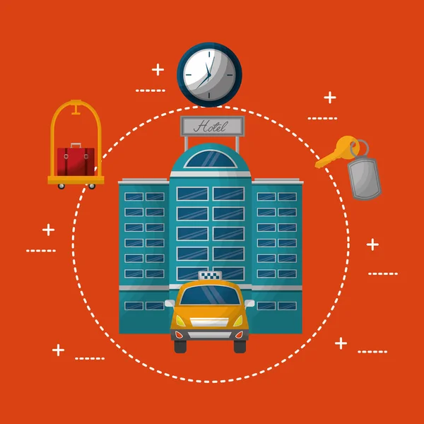 Otel binası ve taksi hizmeti tansport