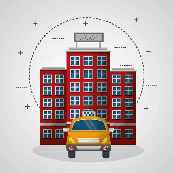 Otel binası ve taksi hizmeti tansport