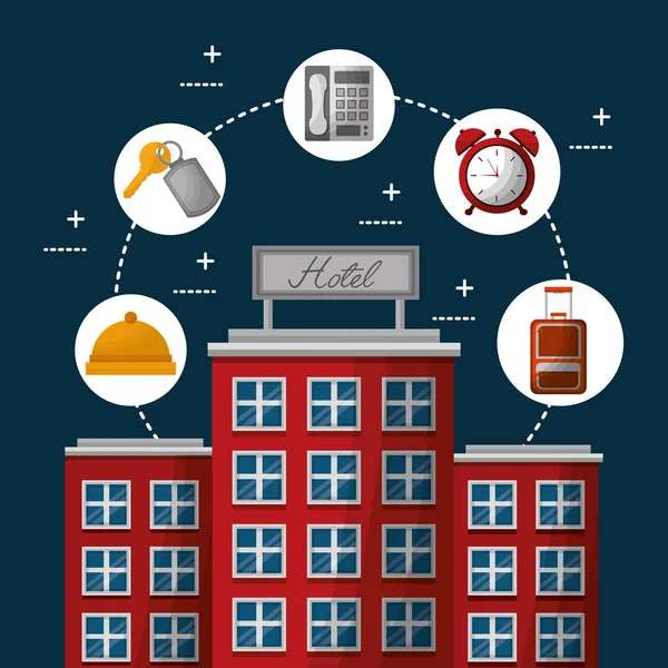 Otel binası taksi ve bavul