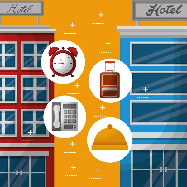 Otel binası taksi ve bavul