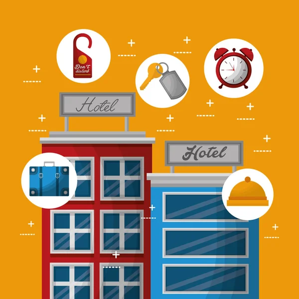 Otel binası taksi ve bavul