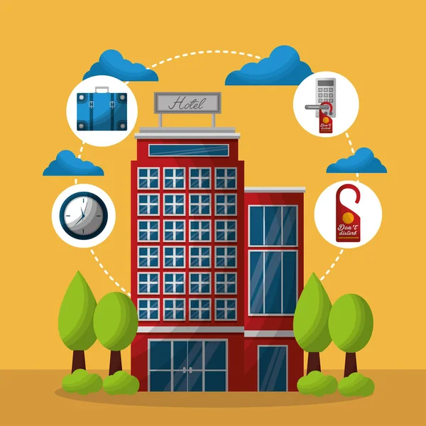 Otel binası taksi ve bavul