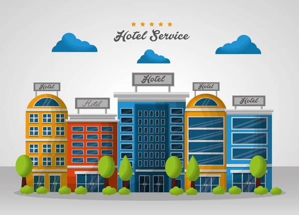 Otel binası taksi ve bavul