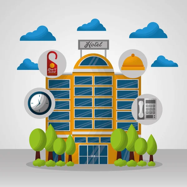 Otel binası taksi ve bavul