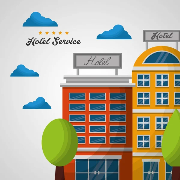 Otel binası taksi ve bavul