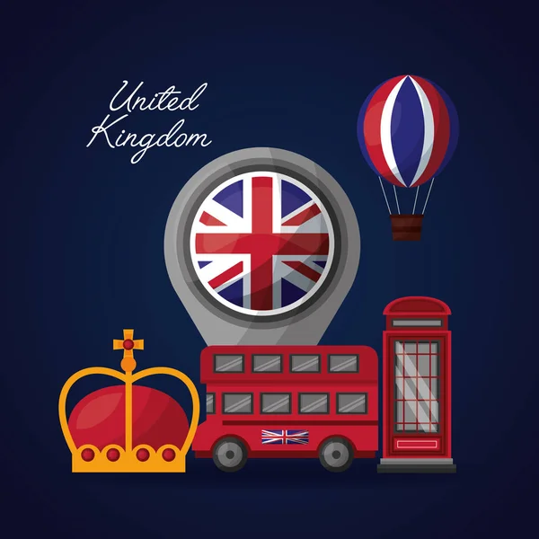 Egyesült Királyság helyek zászló — Stock Vector