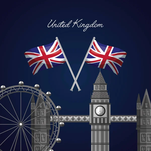 United kingdom places flag — Stock Vector