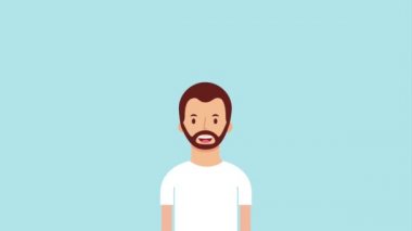 Beyaz gömlekli sakallı adam portre gülümseyen