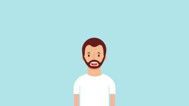 Beyaz gömlekli sakallı adam portre gülümseyen — Stok video