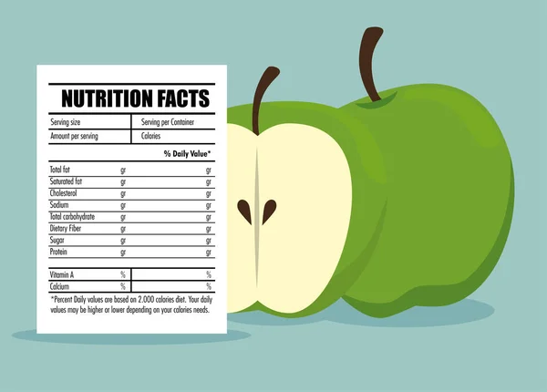 Alimentos saludables con datos nutricionales — Archivo Imágenes Vectoriales