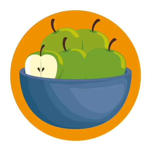 Tazón con manzanas frescas — Vector de stock