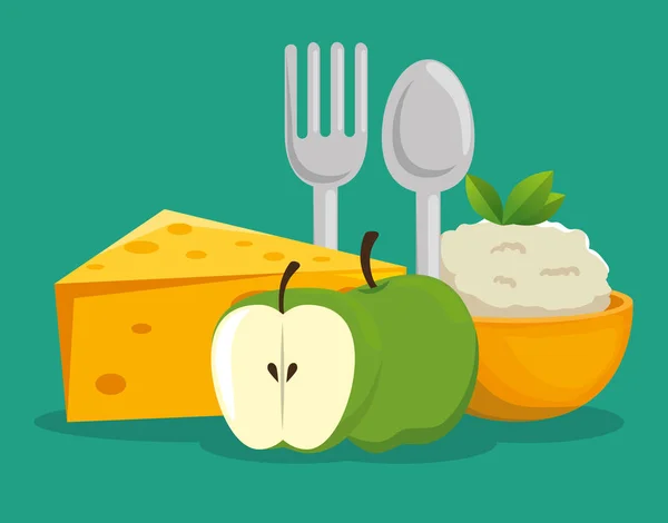 Iconos de menú de alimentos saludables — Vector de stock