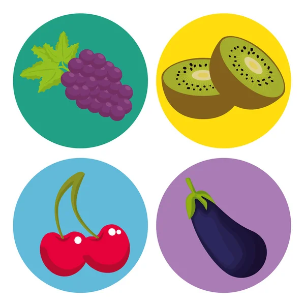 Ikony nabídky zdravých potravin — Stockový vektor