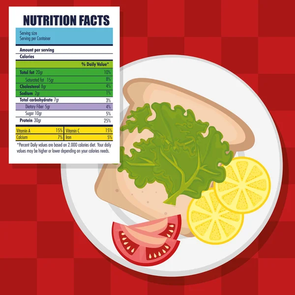Gezonde voeding met voeding feiten — Stockvector