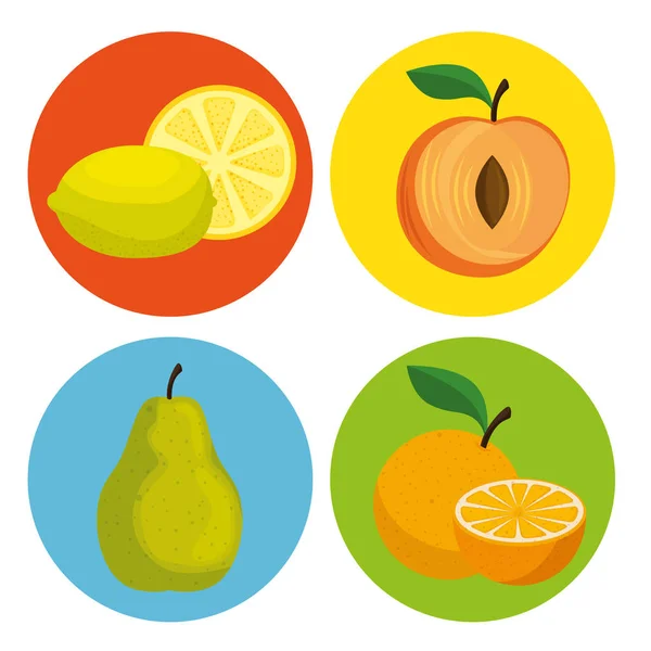 Iconos de menú de alimentos saludables — Vector de stock
