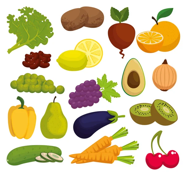 Hälsosam mat menyn ikoner — Stock vektor