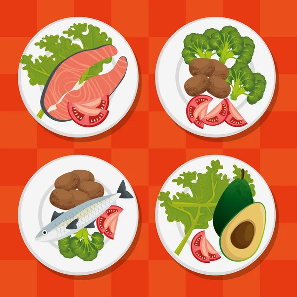 Значки меню здоровой пищи — стоковый вектор