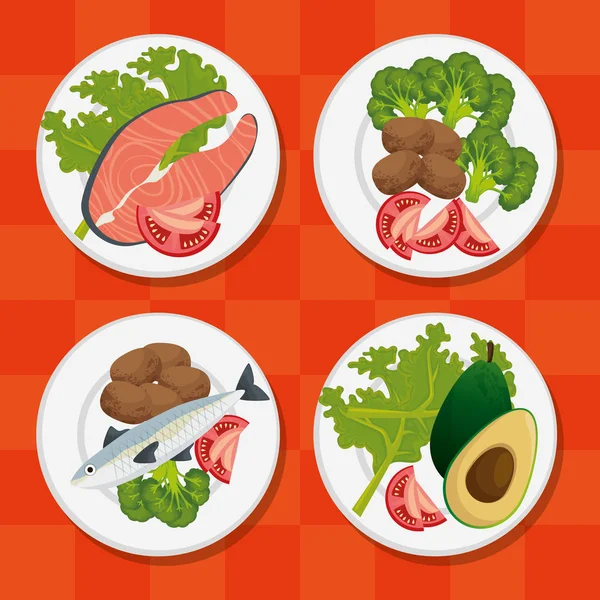 Gezonde voeding menupictogrammen — Stockvector