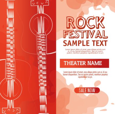 rock festivel label with guitars clipart