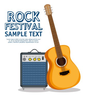 Gitar Akustik enstrüman etiket vektör çizim tasarım